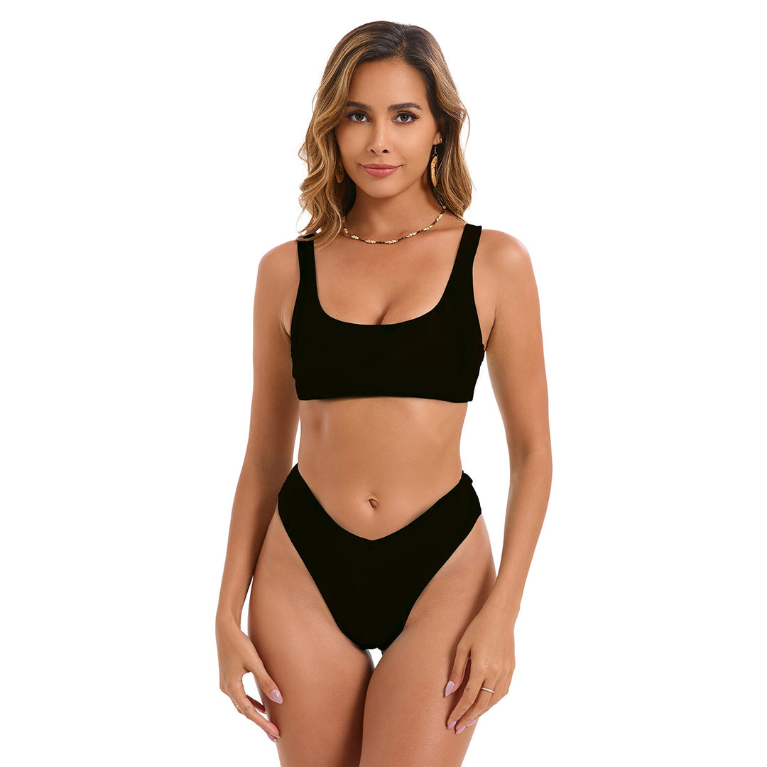 Damen Bikini-Set mit hoch geschnittenem Unterteil und sportlichem Oberteil Drune