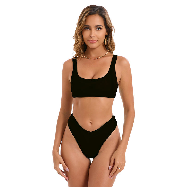 Damen Bikini-Set mit hoch geschnittenem Unterteil und sportlichem Oberteil Drune