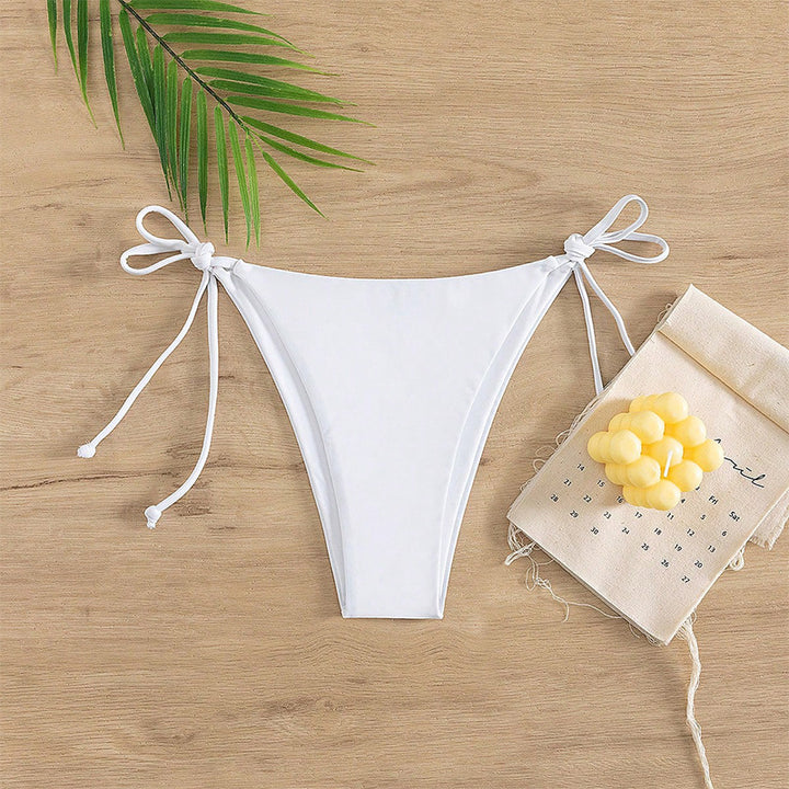 Damen Hoch geschnittene Bikini-Hose mit verstellbaren Bindebändern Drune