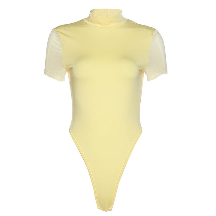 Damen Figurbetontes Bodysuit mit Hochkragen Drune