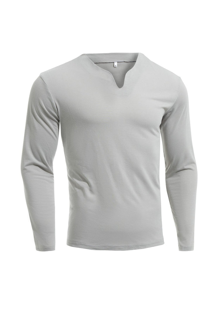 Herren nan Langarmshirt mit V-Ausschnitt Slim Fit Baumwollmix und elastischem Komfortbund Drune