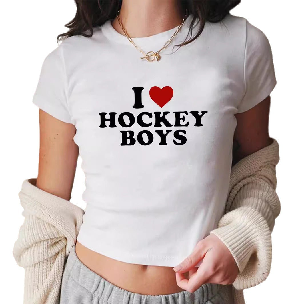 Damen Crop-T-Shirt mit kreativem Motiv und figurbetontem Schnitt Drune