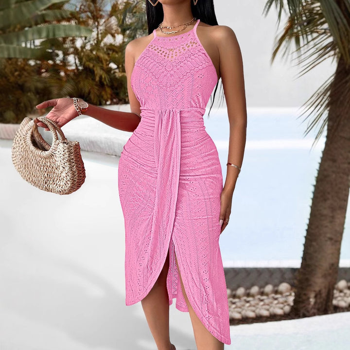 Damen Maxikleid mit verstellbarem Gürtel Drune