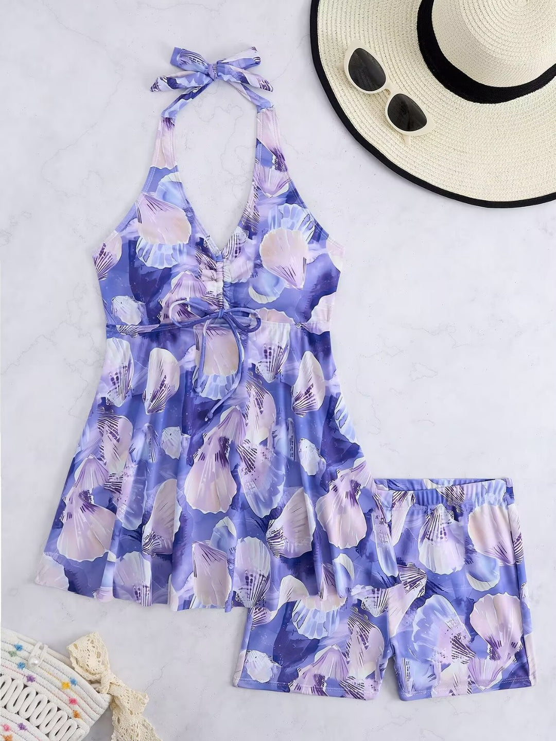 Damen Tankini-Set mit romantischem floralen Design und verstellbarem Oberteil Drune