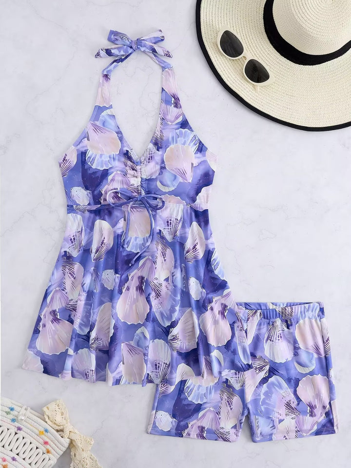 Damen Tankini-Set mit romantischem floralen Design und verstellbarem Oberteil Drune