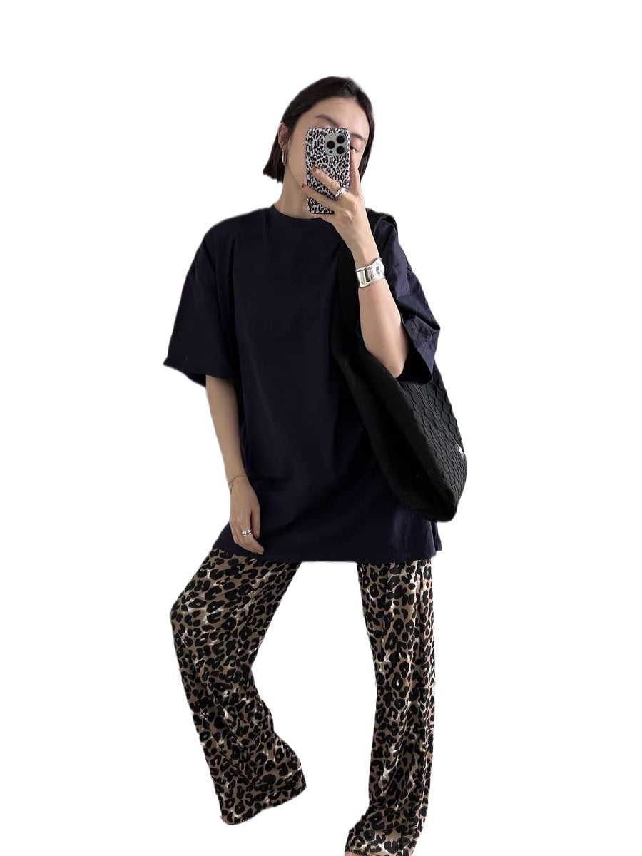 Damen Stylische Leoprint-Hosen im lässigen Schnitt Drune