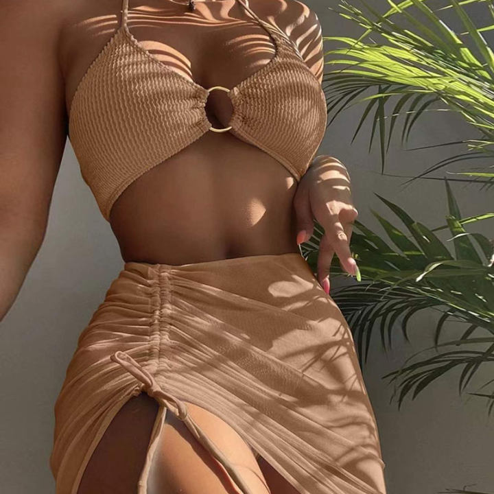 Damen Bikiniset mit raffiniertem Ring und asymmetrischem Rock Drune
