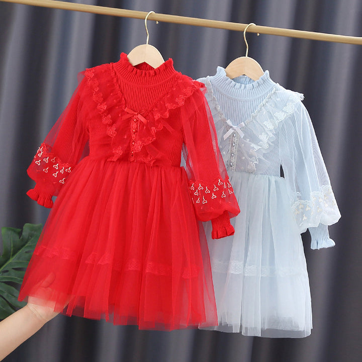 Mädchen festliches Tüllkleid mit Rüschendetails Drune