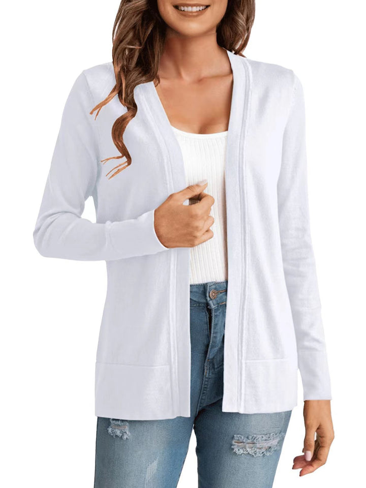 Damen Langarm Strickjacke mit offenem Design und praktischen Taschen Drune