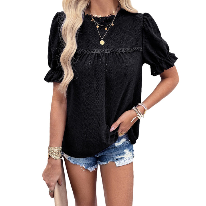 Damen Baumwoll-Bluse mit Rüschendetails Drune