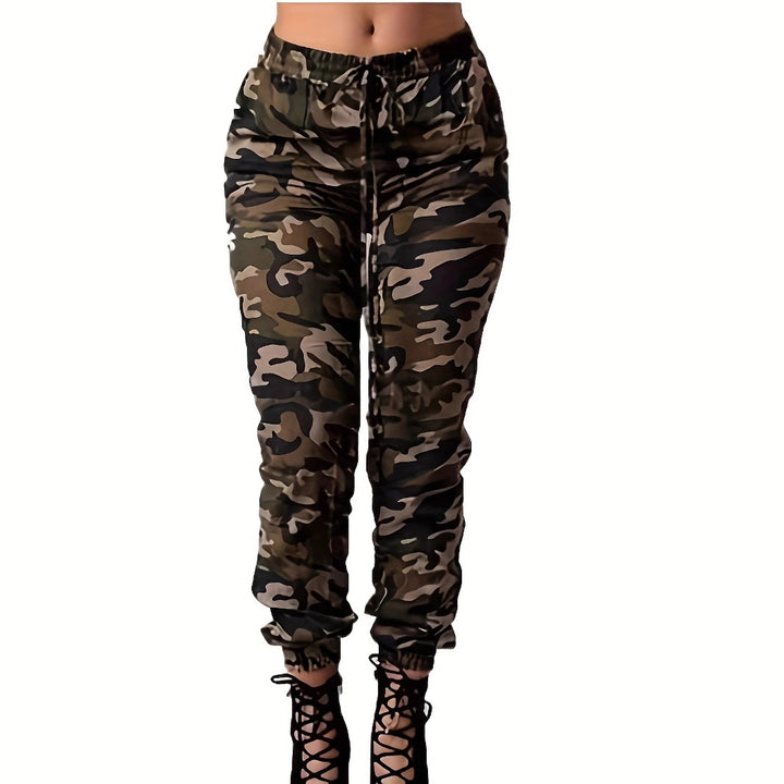 Damen Cargo-Hose mit elastischem Bund und trendigem Camouflage-Muster Drune
