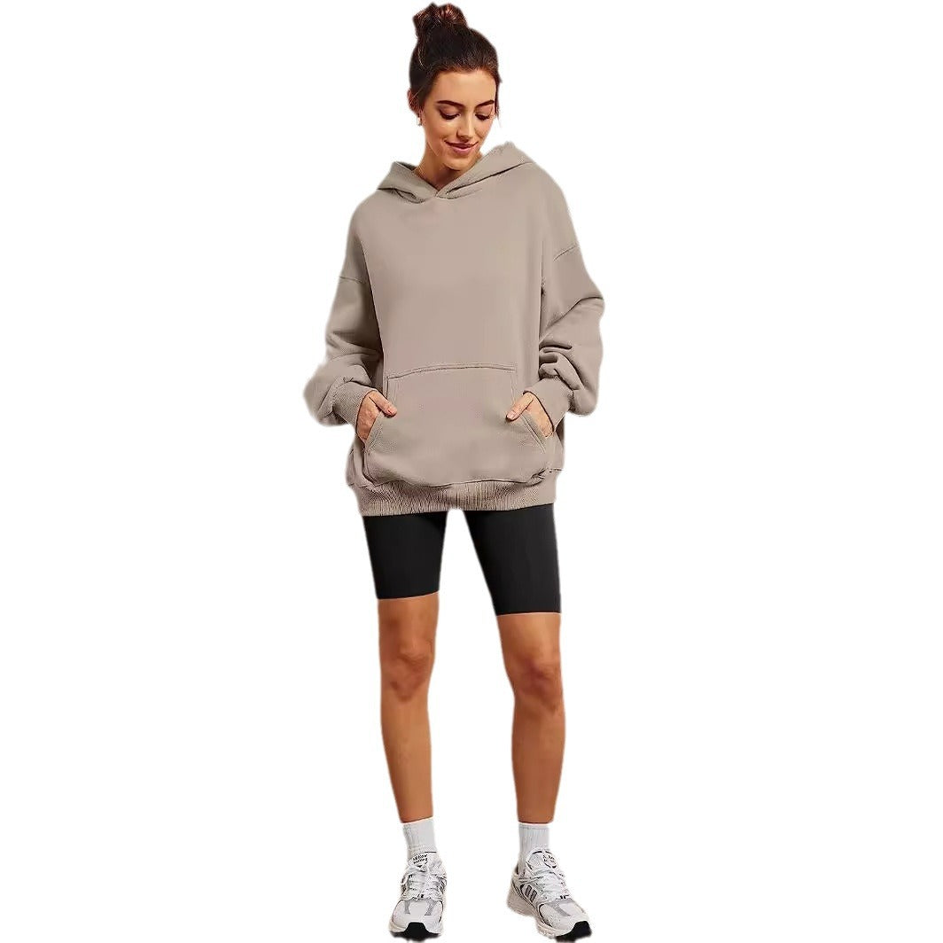 Damen lässiger Oversized Hoodie mit Kängurutasche Drune