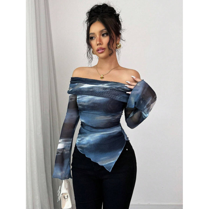 Damen Elegantes Off-Shoulder Oberteil mit fließendem Stoff und raffinierten Drapierungen Drune