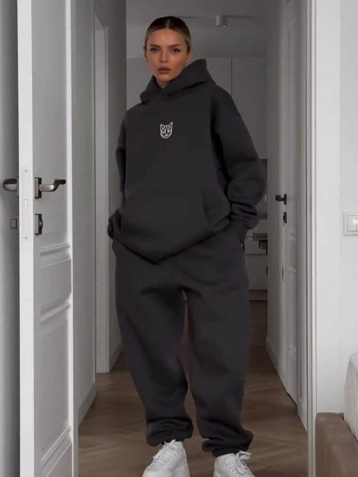 Damen Urbaner Oversized Hoodie und Bequeme Sweatpants Set Drune