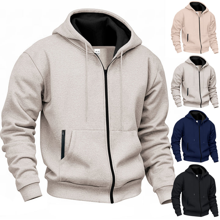 Herren Kapuzenpullover mit hoher Kragen- und doppellagiger Kapuze Drune