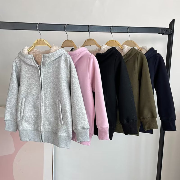 Damen kuschelige und warme Hoodie-Jacke mit Fleecefutter Drune