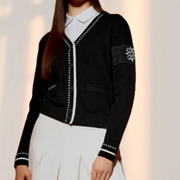Damen modische Strickjacke mit strukturiertem Design und Taschen Drune