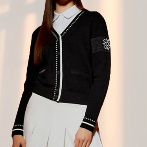 Damen modische Strickjacke mit strukturiertem Design und Taschen Drune