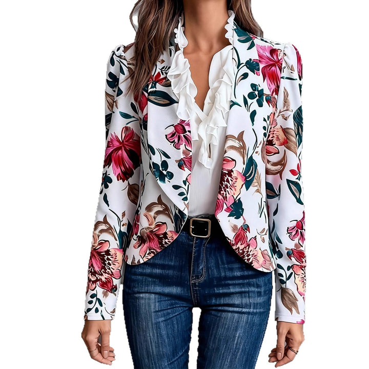 Damen Blazer mit floralem Design und Rüschendetails Drune