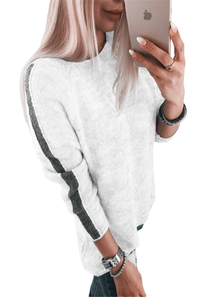 Damen eleganter Strickpullover mit modernem Streifenmuster und lässigem Schnitt Drune