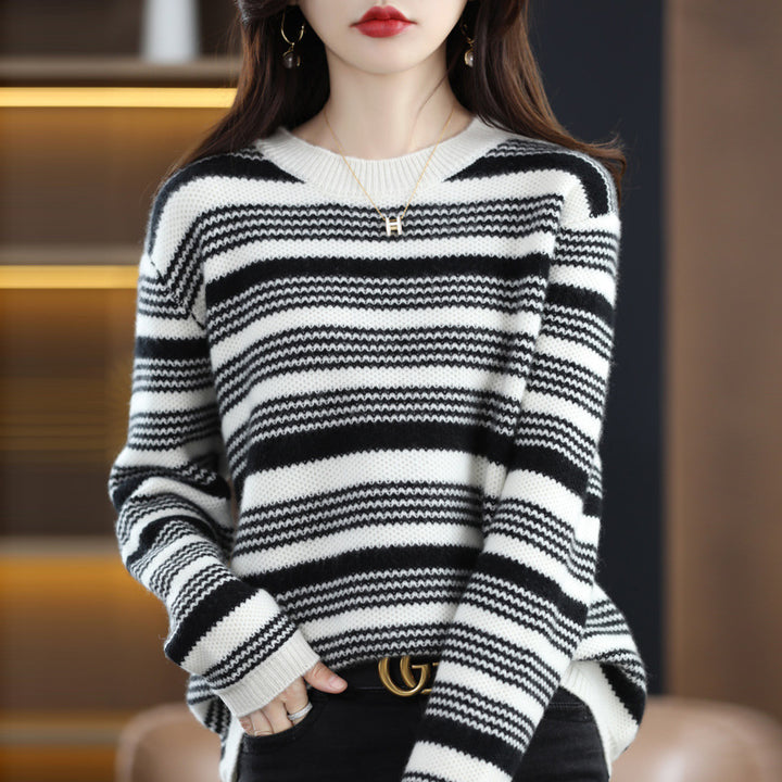 Damen gemusterter Strickpullover Drune