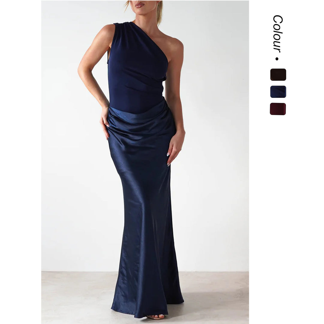 Damen Abendkleid mit asymmetrischem Schnitt und elegantem Drapierungsdesign Drune