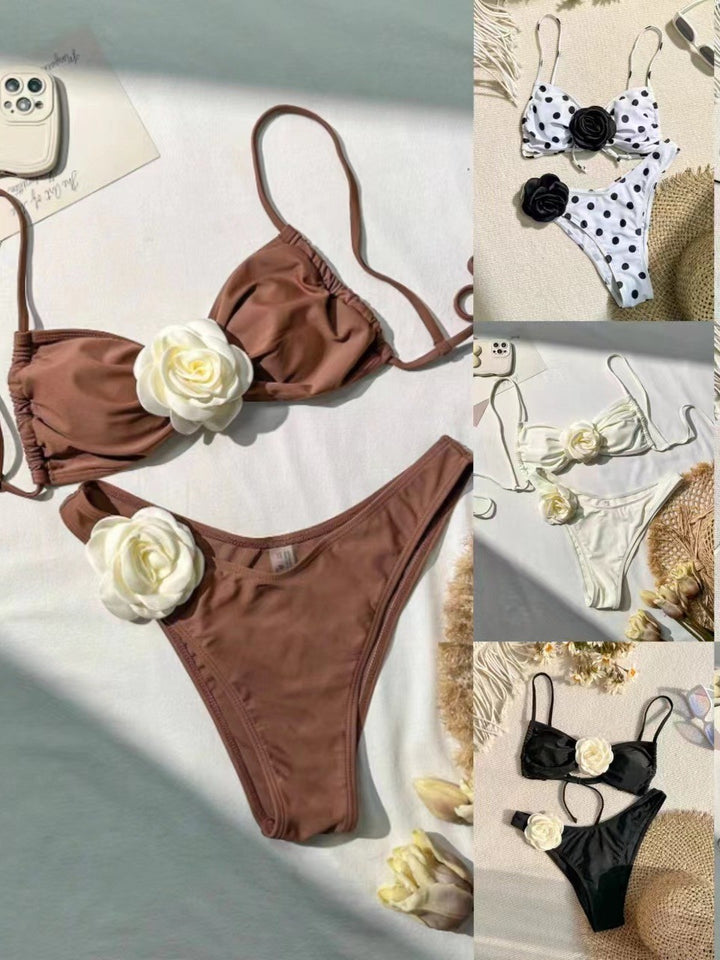 Damen Bikini mit flower Applikationen Drune