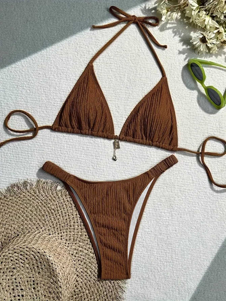 Damen Triangel-Bikini mit gewellter Textur Drune