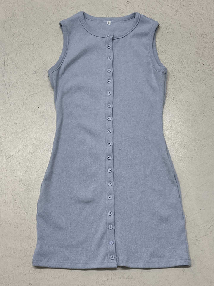 Damen ärmelloses Kleid mit durchgehender Knopfleiste und figurformendem Schnitt Drune
