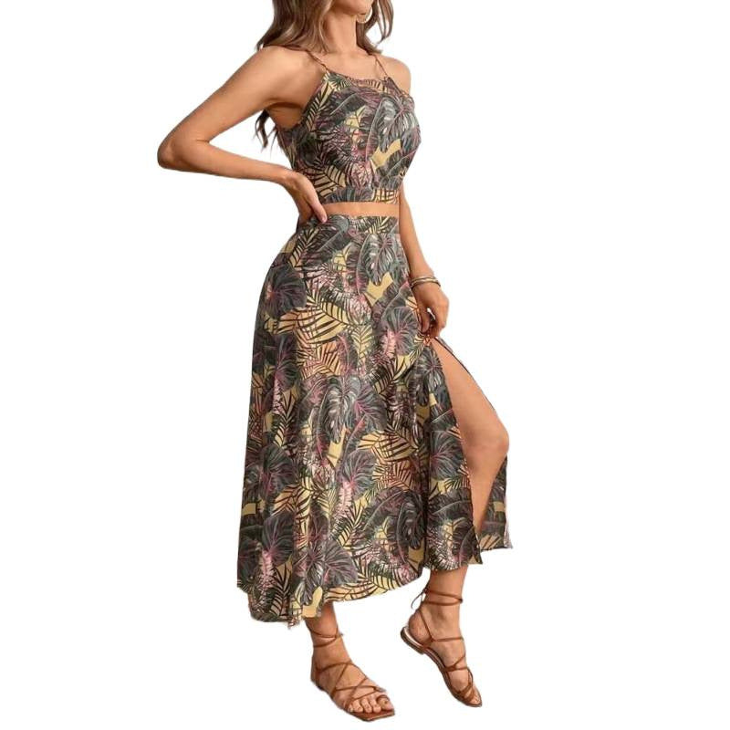 Damen Maxikleid mit floralem Twist und seitlichem Schlitz Drune