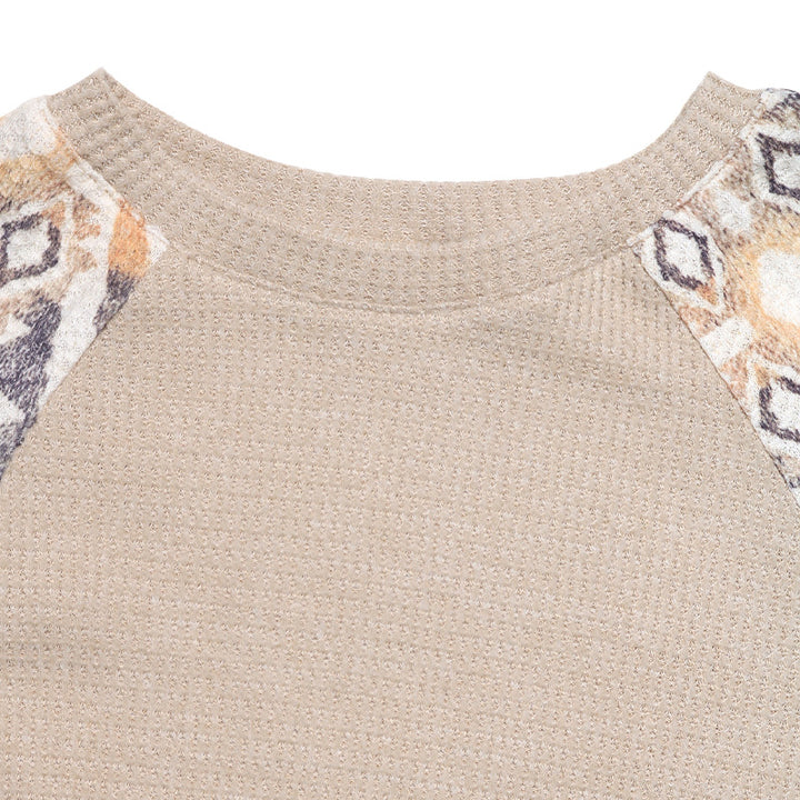 Damen Strickpullover mit modernen Raglanärmeln und floralem Muster Drune