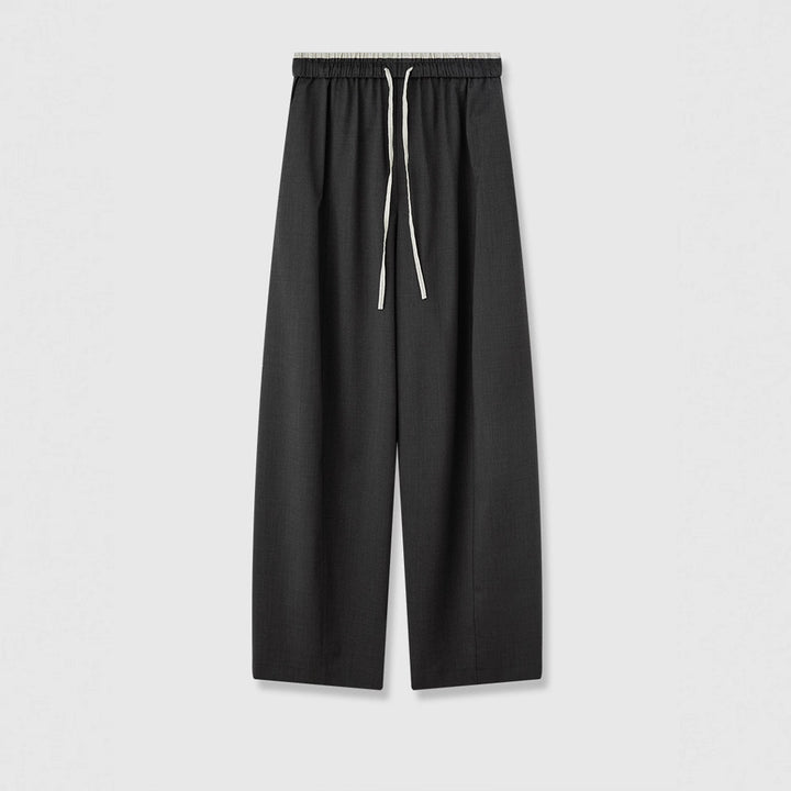 Damen weite Stoffhose mit elastischem Bund und praktischen Taschen Drune