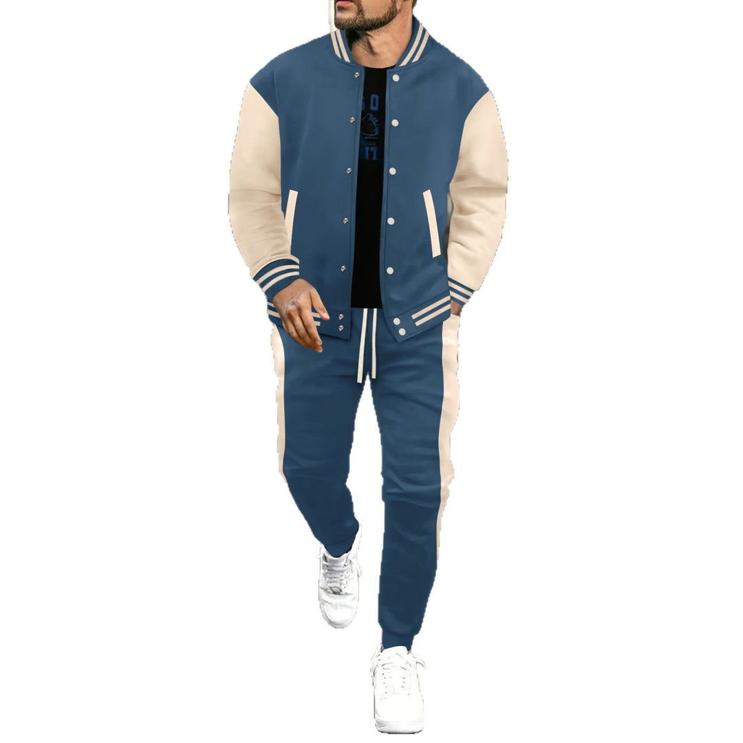 Herren nan College-Trainingsanzug aus Baumwollmischung mit gesteppter Collegejacke und tapered Jogginghose Drune
