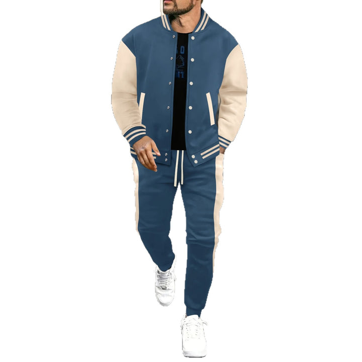 Herren nan College-Trainingsanzug aus Baumwollmischung mit gesteppter Collegejacke und tapered Jogginghose Drune