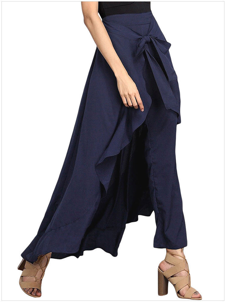 Damen Eleganter Wickelrock mit Rüschen Drune