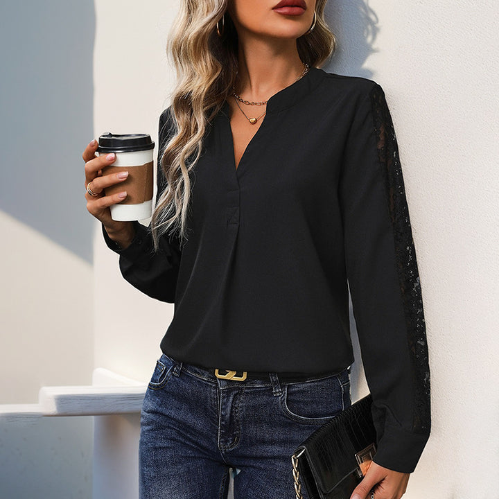 Damen Bluse mit Spitzeneinsätzen Drune