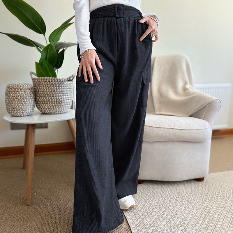 Damen weite Cargo-Hose mit elastischem Bund und praktischen Seitentaschen Drune