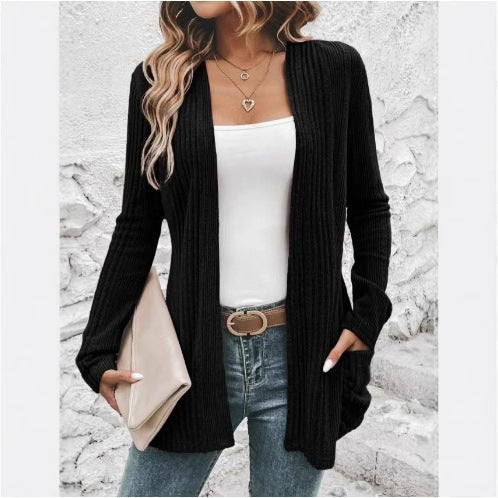 Damen Strickjacke mit offenem Design und praktischen Taschen Drune