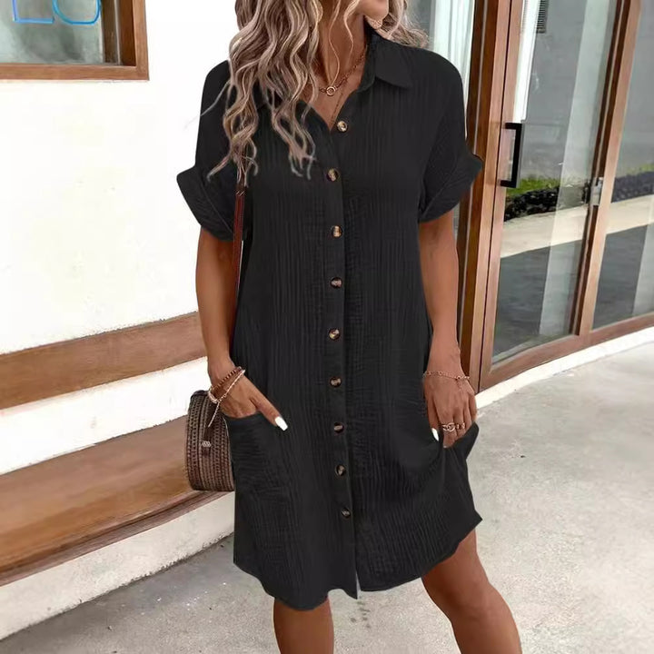 Damen Hemdkleid mit praktischen Taschen und dekorativen Knöpfen Drune