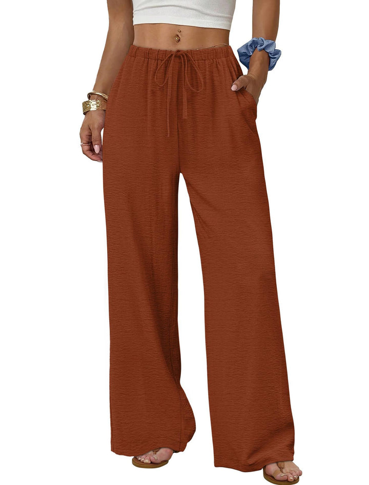 Damen Weite entspannte Sommerhose mit elastischem Bund und Taschen Drune