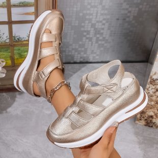 Damen bequeme Plattform-Sandalen mit atmungsaktiver Obermaterialstruktur und verstellbarem Riemendesign Drune