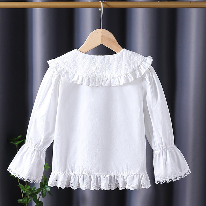 Damen Bluse mit nostalgischem Kragen und Rüschendetails Drune