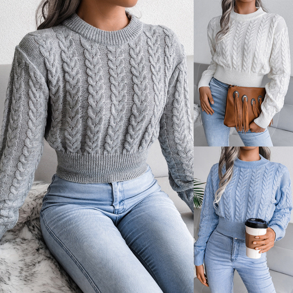 Damen kuscheliger Strickpullover mit detaillierter Zopfmusterung und tailliertem Schnitt Drune