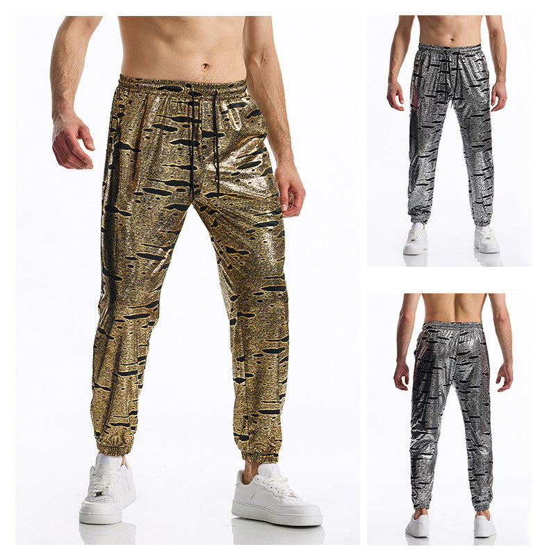 Herren elegante Jogginghose mit glänzendem Metallic-Muster Drune