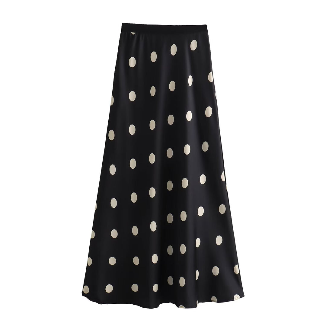 Damen Maxi-Rock mit elegantem Punktmuster und elastischem Bund Drune