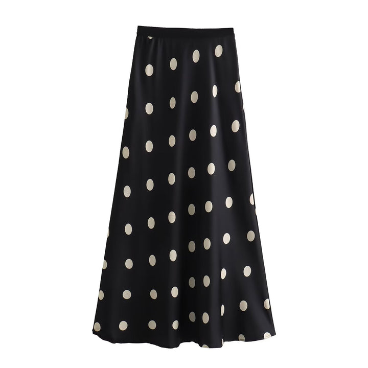 Damen Maxi-Rock mit elegantem Punktmuster und elastischem Bund Drune