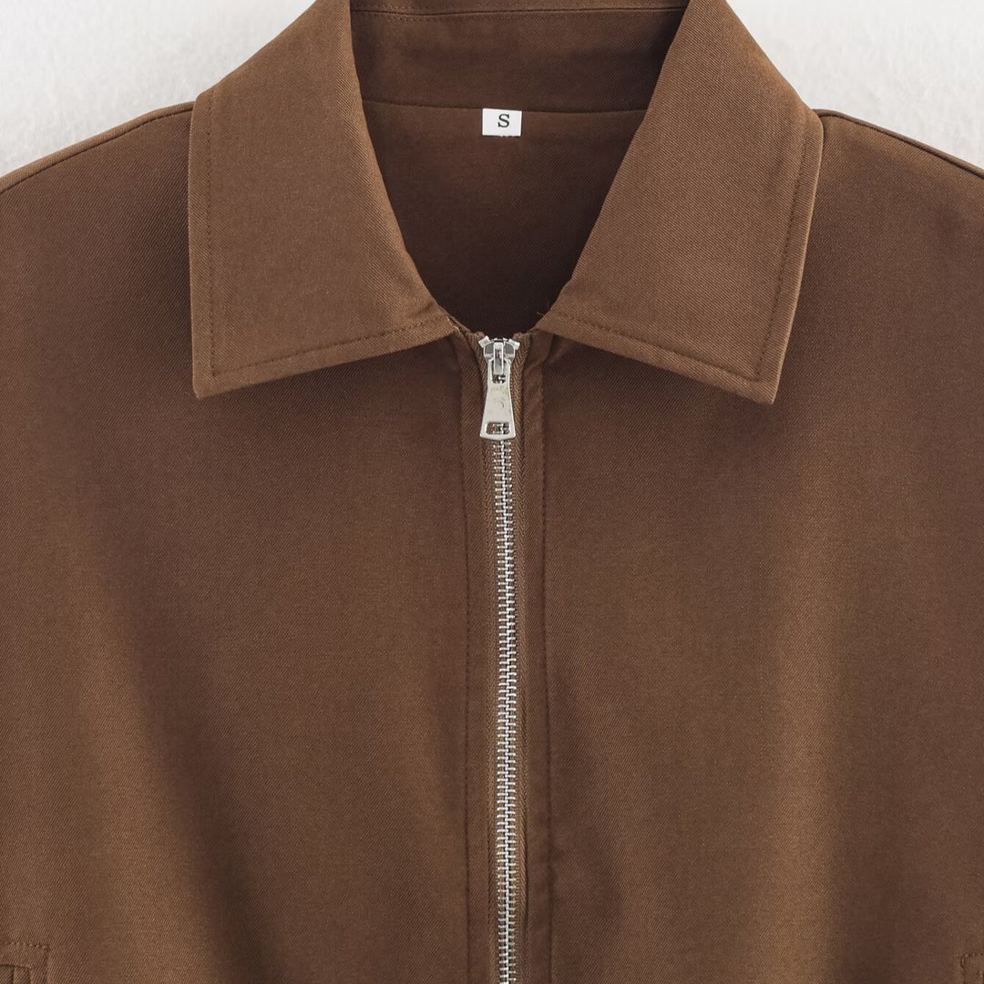 Damen leichte Blousonjacke mit elastischem Saum und praktischen Taschen Drune