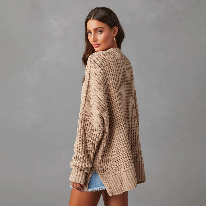 Damen Relaxed Strickjacke mit Taschen und offener Front Drune