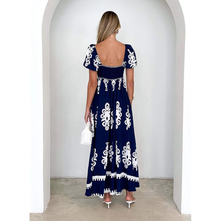 Damen Maxikleid mit eleganten Rüschendetails und floralem Muster Drune