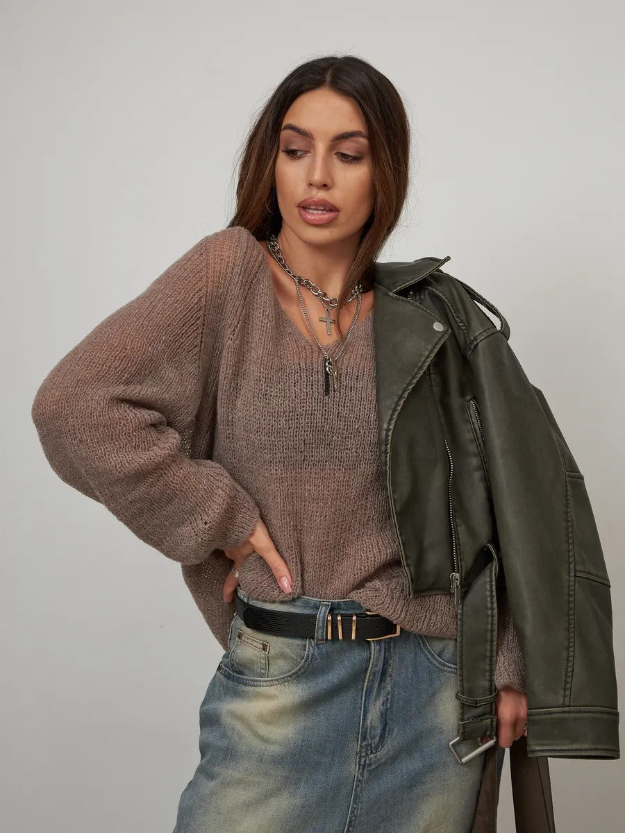 Damen lässiger Pullover mit lässiger Struktur und weichem Material Drune